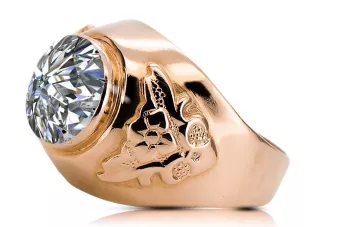 Circón Oro rosa antiguo original de 14k Anillo Vintage vrc078r